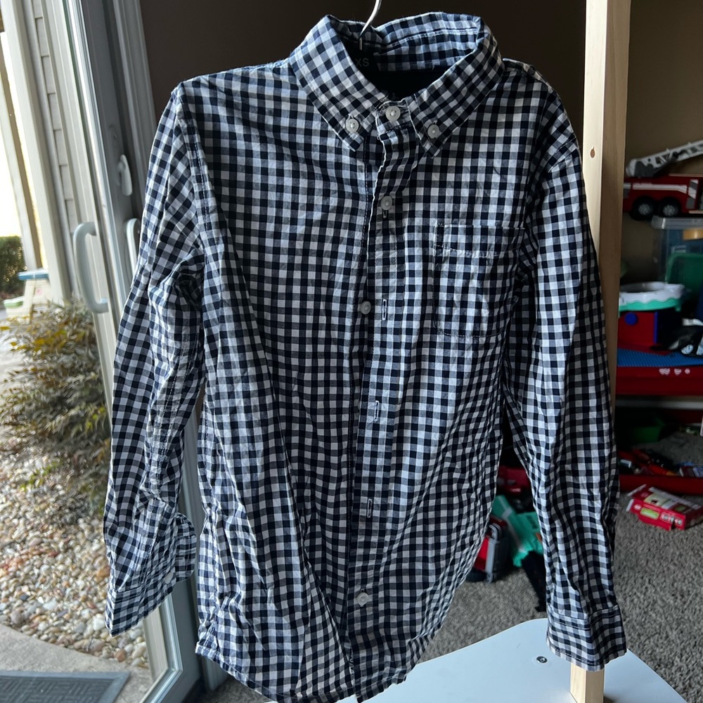 Janie and Jack size 6 navy gingham shirt